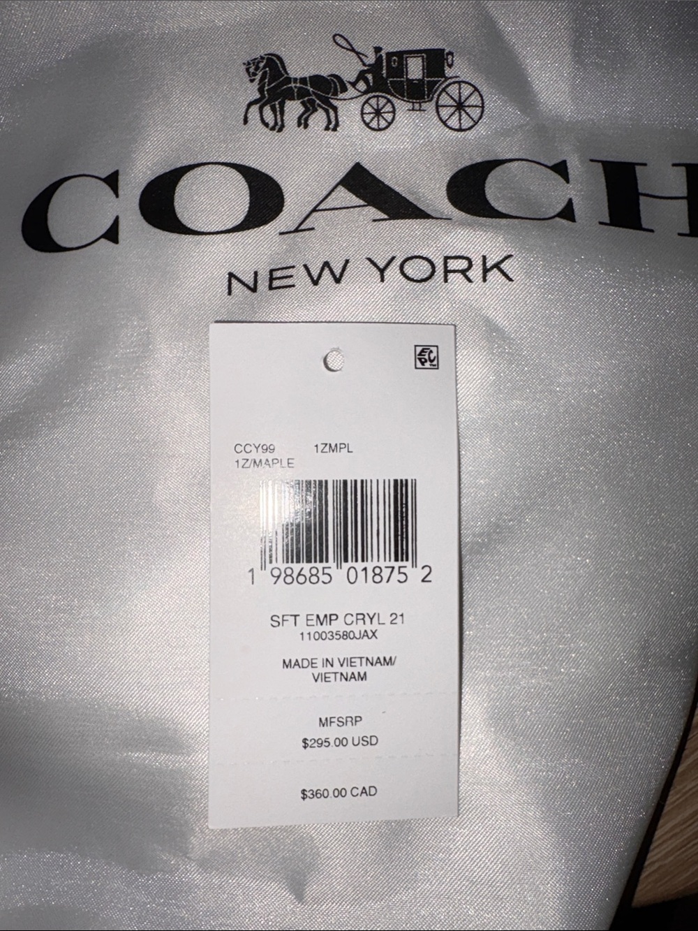 Coach Soft Empire Carryall Bag 21 Maple Brown Brass Leather Crossbody CCY99 - Picture 12 of 12